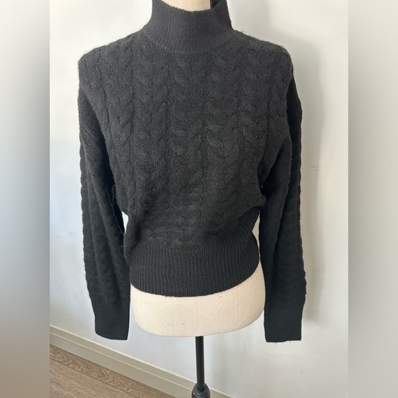 Nelly & Rose Black Cable Knit Turtleneck Sweater XL - Picture 1 of 5